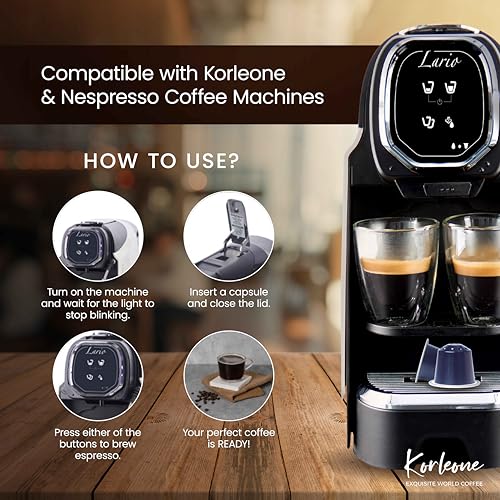 Image of KORLEONE Classico Aluminium Coffee Capsules 10 Pods (Pack of 1), Arabica Robusta Blend Intensity 9 Medium to Dark Roast Level Compatible With Nespresso Original Machine,70 G