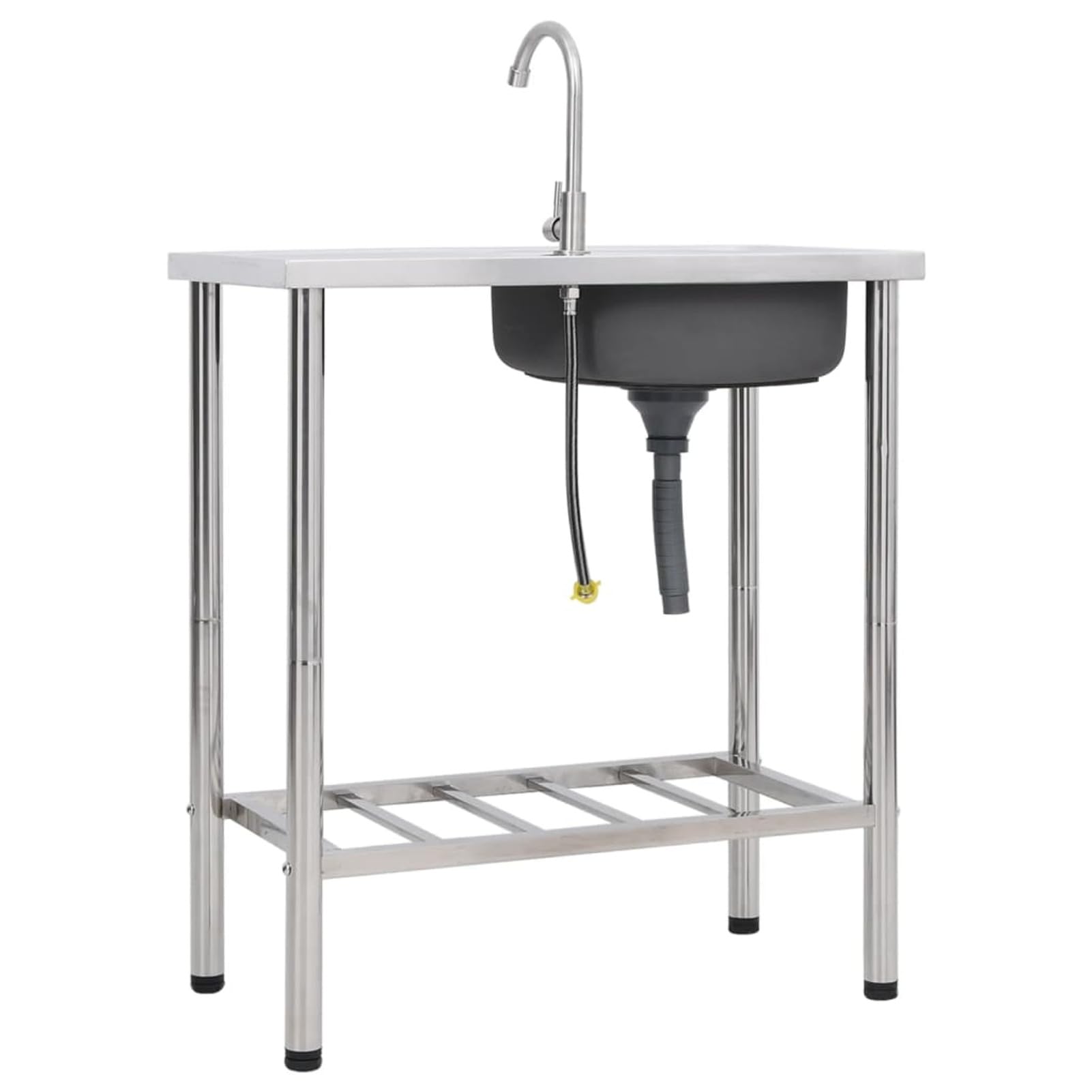 Gecheer Fregadero de Camping de Un Seno y Grifo Fregadero de Cocina Independiente Fregadero Jardin Exterior Fregadero para Jardín Exterior Barbacoa BBQ Acero Inoxidable