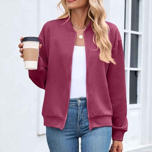 Women's Lightweight Zipper Jacket Hoodless Sweatshirt Jacket with Zipper Solid Color Casual Coat Spring Fall Winter Outerwear3