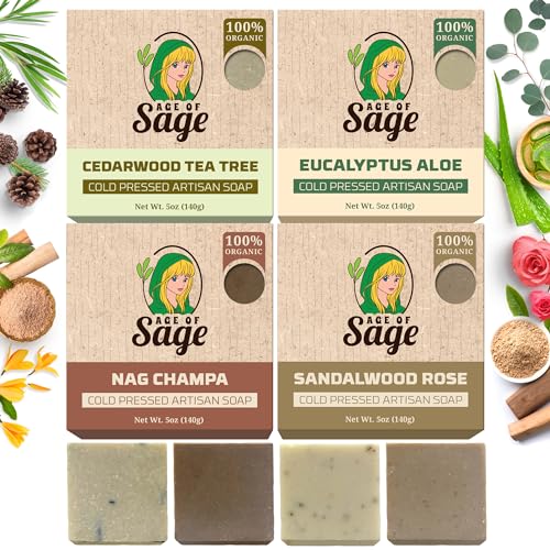 Natural Bar Soap for Men - Vegan Bath Soap Bars Gift Set - Handmade Cold Process Artisan Soap with...