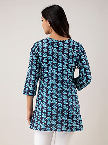Image of feranoid Women Cotton Printed Straight Short Kurti