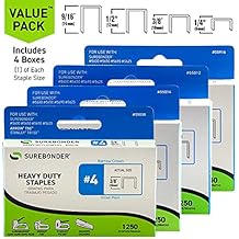 Surebonder Heavy Duty Staples No. 4 Variety Pack | Includes 5,000 T50/TRIGGERFIRE Staples | 1/4-in, 3/8-in, 1/2-in, and 9/16-in 55999
