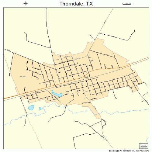 Large Street & Road Map of Thorndale, Texas TX Printed poster size