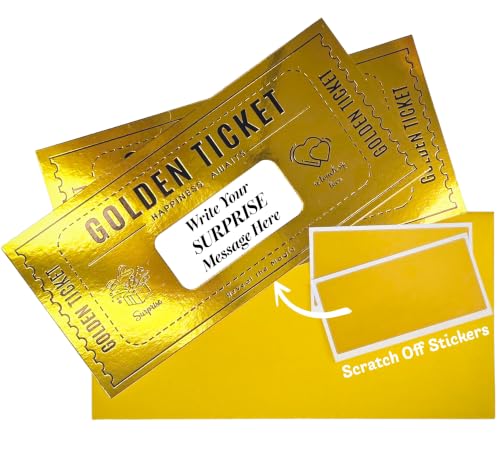 Cappstan UK Deluxe Golden Ticket Surprise Scratch Off Cards | Personalized Gifts for Him | Surprise Birthday Card for Kids | Gold Wrapping Paper | 2 Cards