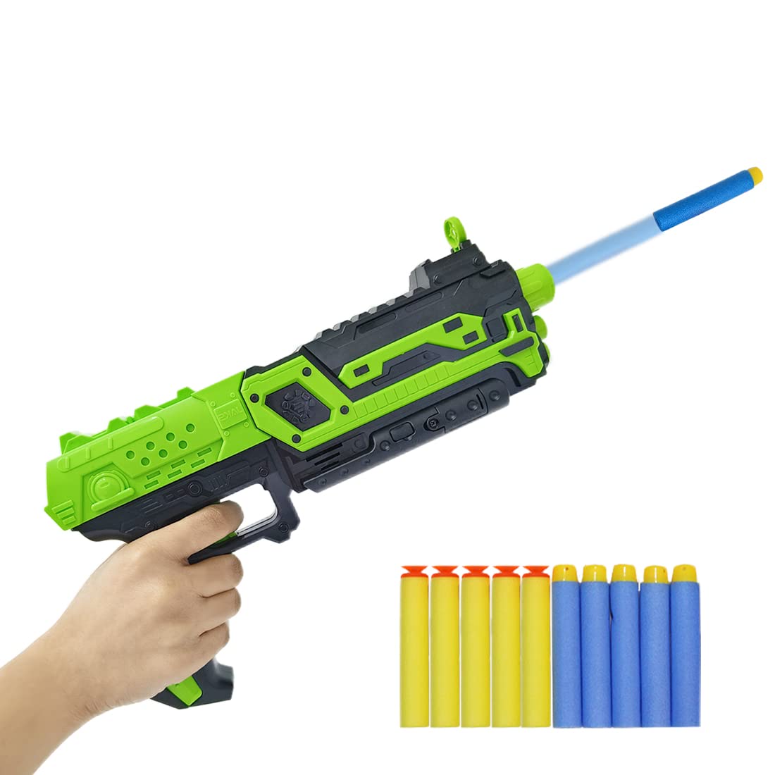 Wembley Battle Blazer Gun Foam Bullets with 10 Foam Bullets for Guns | Fun Target Shooting Battle Fight Game for Indoor Outdoor for Kids Boys 6+ (Green)