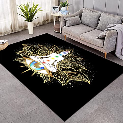 XIAOHUKK Tapis de Salon Zen Seven Vein Theme Rectangular Area Carpet Coloré Tapi Flower of Life Tapis de Sol géométrique