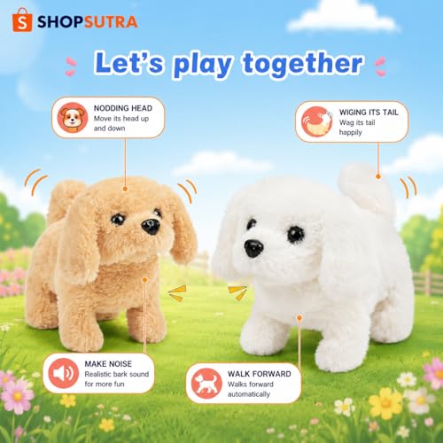 Image of Interactive Plush Toy Dog with Walking Movement, Sound Function and Tail Motion