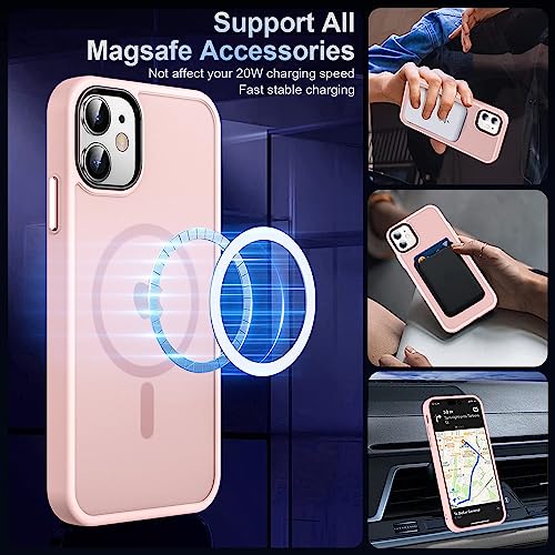 Image of MOCCA Strong Magnetic for iPhone 11 Case,[Compatible with Magsafe][Glass Screen Protector+Camera Lens Protector] Slim Thin Shockproof Cover Case for iPhone 11 6.1 inch, Pink