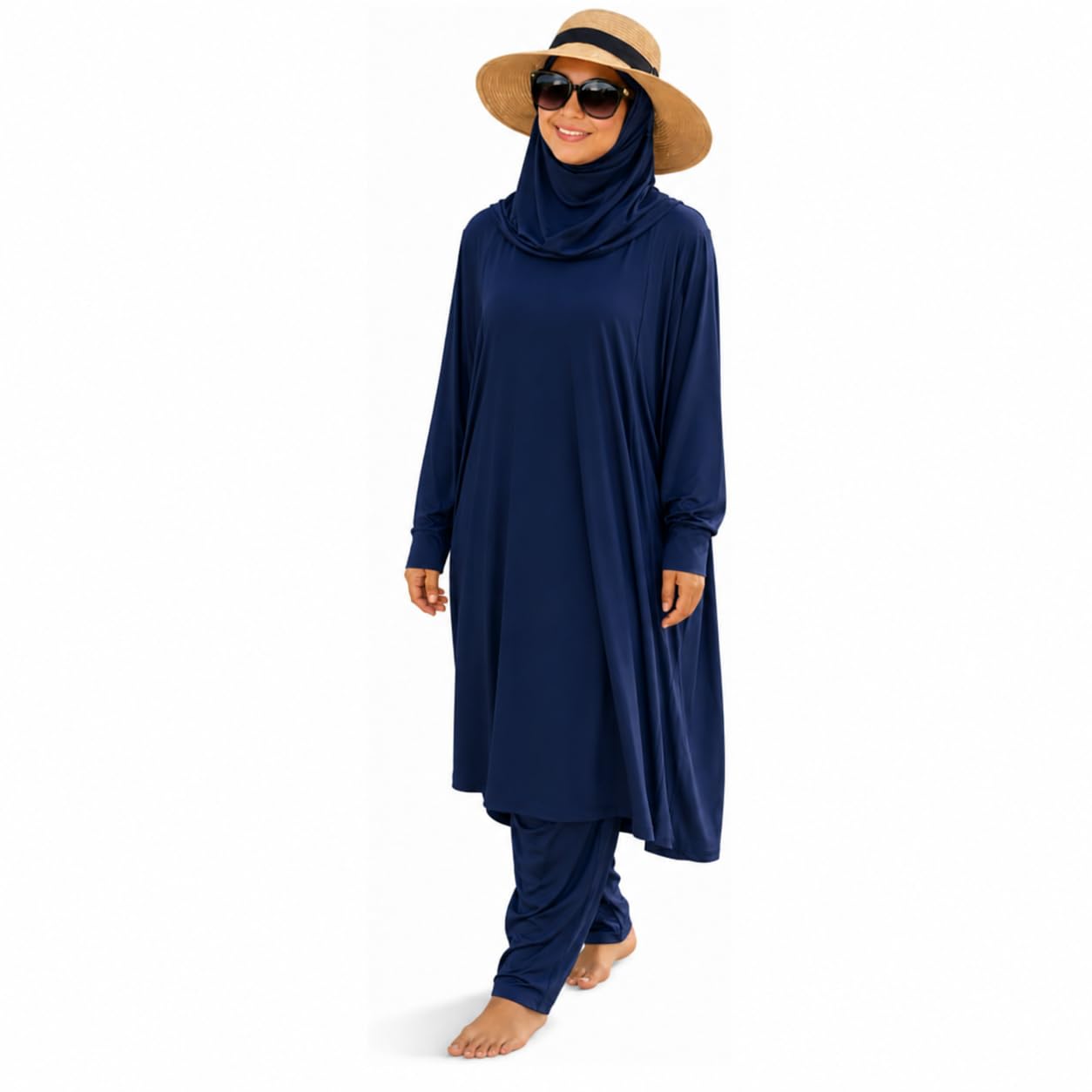 NAJMA Jilbeb de Bain Femme 3 Pièces – Burkini Modeste avec Hijab Intégré – Maillot de Bain Couvrant Anti-UV UPF50+ – Séchage Rapide, Respirant – Plage Piscine Sport