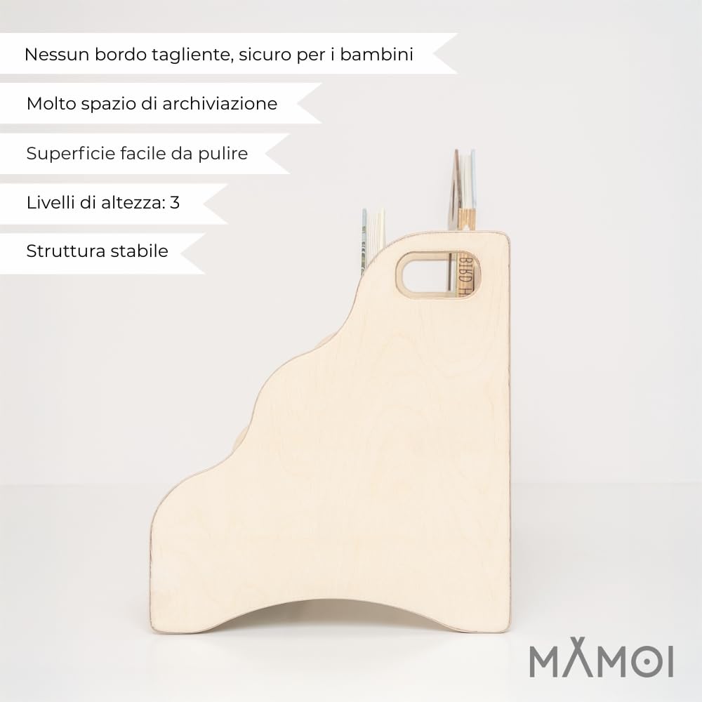 MAMOI® Libreria per bambini personalizzata con nome – Scaffale bambini, organizer libri per cameretta, espositore libri da terra, contenitore libri in legno