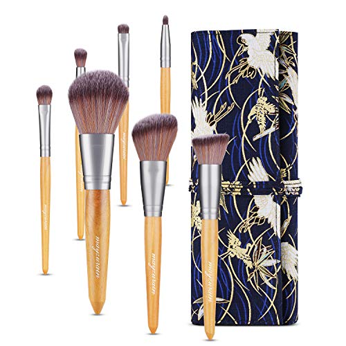 Makeup Brush Set with Travel Bag Case, 7pcs Premium Cosmetic Makeup Brushes for Foundation Blending Blush Concealer Eye Shadow Professional Makeup Kit