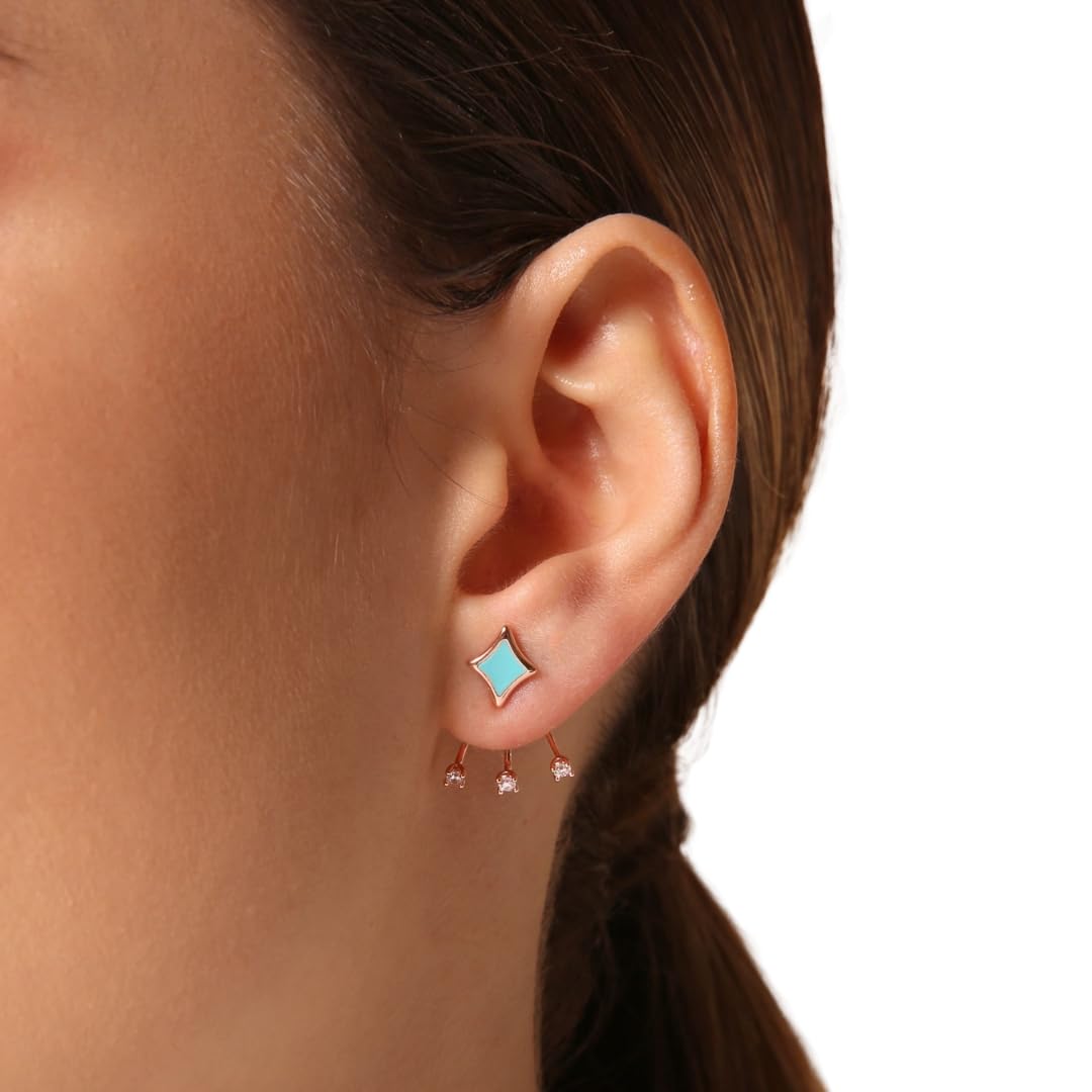 BRONZALLURE Orecchini Donna placcati Oro 18k – Orecchini a Lobo Anallergici con Smalto e Cubic Zirconia – Gioielli Made in Italy – Idea Regalo Compleanni, Anniversari, Festa Donna, Festa Mamma