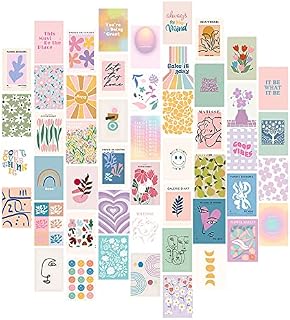 VIKSAUN 50 Pieces Danish Pastel Room Decor Aesthetic Danish Pastel Aesthetic Dorm Room Decor for College Girl Wall Collage Kit Aesthetic Pictures Dorm Wall Decor Cute Room Decor (50 pcs)
