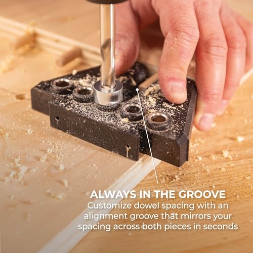 Image of Kreg Dowel Jig Kit - Doweling Guide Kit with Removable Drill Guides - No-Measure Doweling Jig for Benchtop and Workshop Projects - Cabinet Joint Alignment Tool - KHJD345