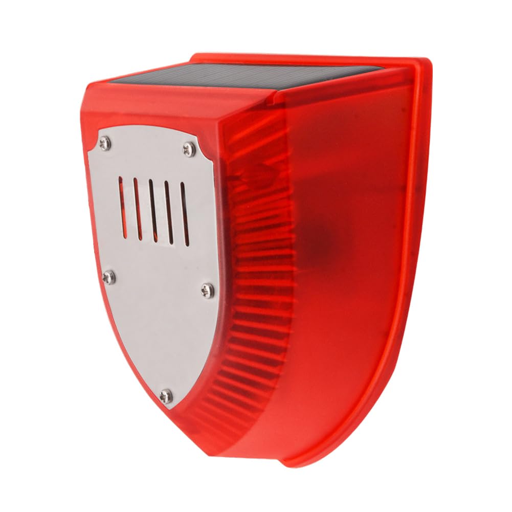 Generic Gunshot Sounds & Dog Barking Sound & Strobe Light with Motion Sensor Warning Loud Solar Strobe Light Waterproof Strobe Light Warning Lamp for Home Villa Farm Barn Yard