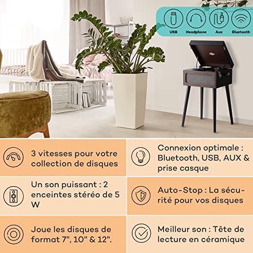 AUNA Sarah Ann – Platine Vinyle, Tourne Disque, 33, 45 et 78 t/MN, Design Mallette, Pieds Amovibles, Enceintes stéréo… - Les Beatles, Paul McCartney, John Lennon, RIngo Starr, George Harrison AUNA Sarah Ann - Platine Vinyle, Tourne Disque, 33, 45 et 78 t/MN, Design Mallette, Pieds Amovibles, Enceintes stéréo… – Image 3