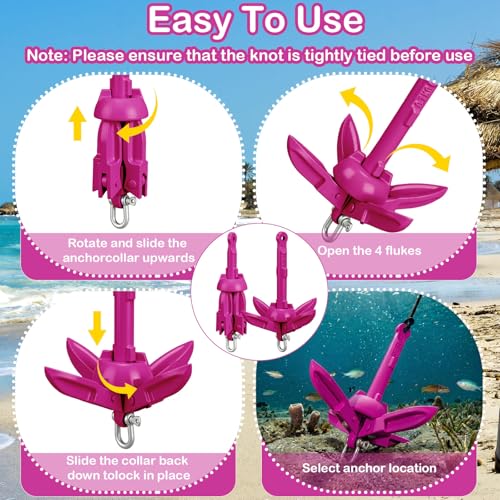 Image of Lounsweer 2 Pack 1.5 /3.5 lb Marine Kayak Anchor Kit Folding Grapnel Anchor Kit Boat Kayak Fishing Accessories for Small Boats Kayaks Canoe Paddle Boards