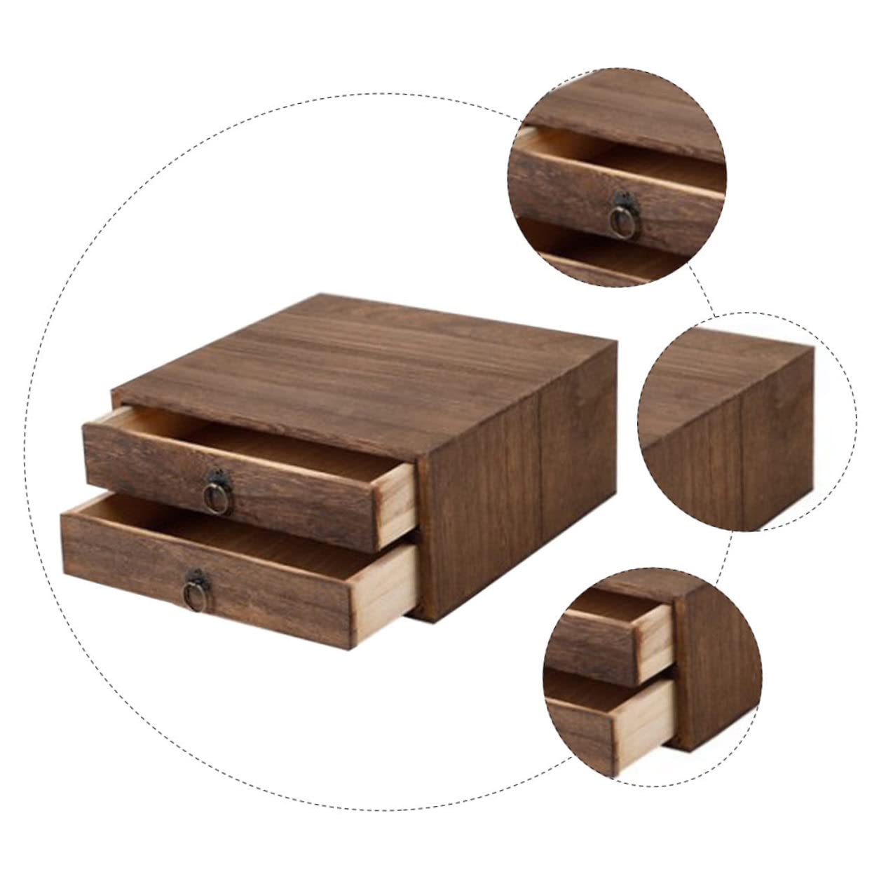 Mikikit Scatola Tè in Vintage Due Strati Cassettiera Resistente all e Usura Contenitore per Tisane e Tè con Protezione da Luce e Polvere Design Retro in