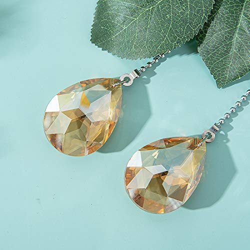 Image of 2 PCS Crystal Champagne Prism Drop Ceiling Fan Pull Chain Extender Decorative Switch