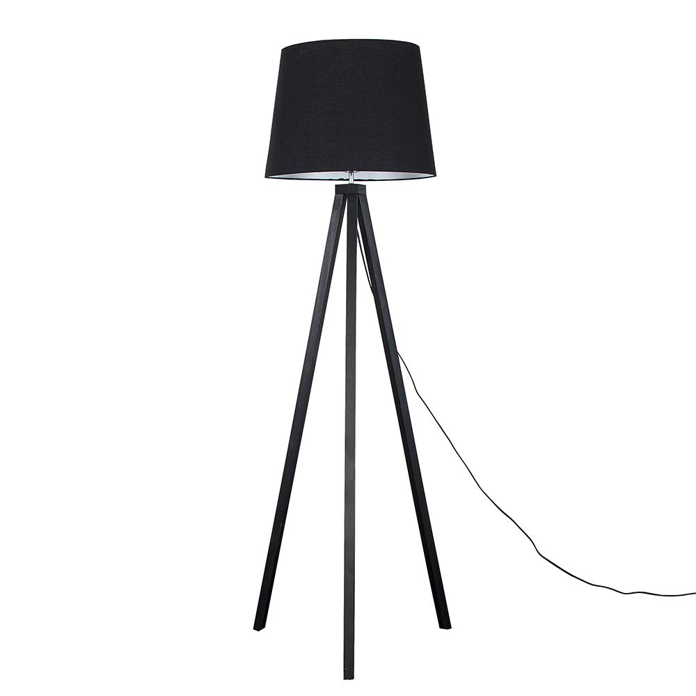 Minisun Black | Modern Wood Tripod Design Floor Lamp With A Tapered Shade | Floor Lamps & Torchieres, Home Décor & Improvement Essential