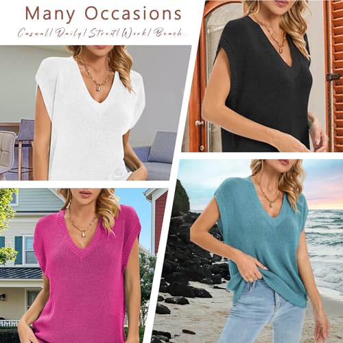Famulily Deep V Neck Tanks for Women Casual Cap Sleeve Sweater Vest Summer Ribbed Knitted Tank Tops4