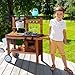 ROBOTIME Mud Kitchen for Kids With Wheels, Wooden Playset With Accessories, Outdoor Play Kitchen, Fun Backyard Pretend Toy for Boys Girls Ages 3+
