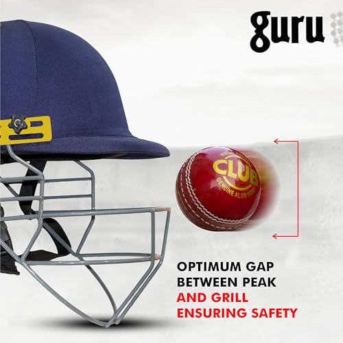 Image of GURU Pro Cricket Helmet with Adjustable Strap, Comfortable Fit & Lightweight