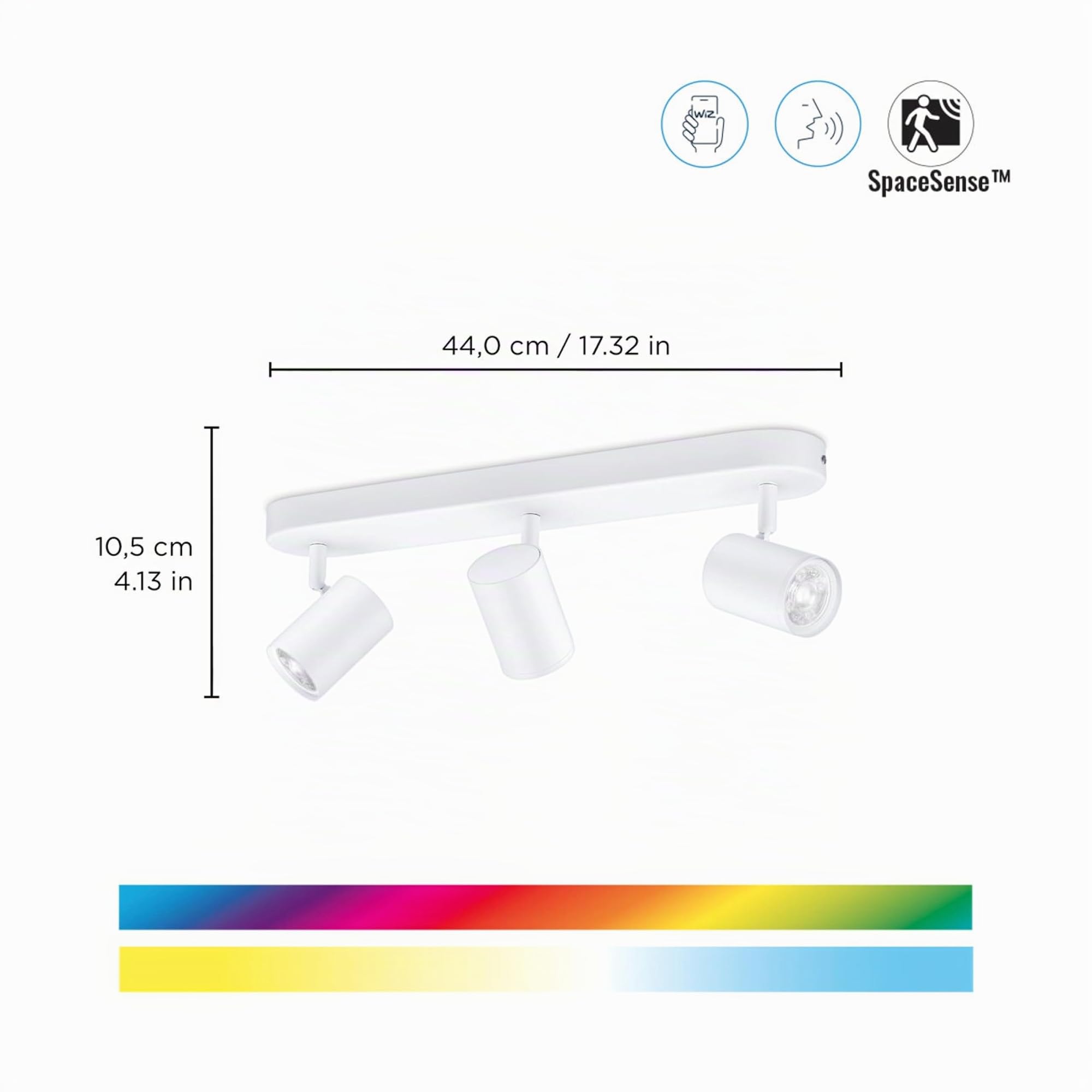 WiZ Spots Connecté Wi-Fi couleur IMAGEO 3x5W 2200-6500K, Blanc, fonctionne avec Alexa, Google Assistant et Apple HomeKit