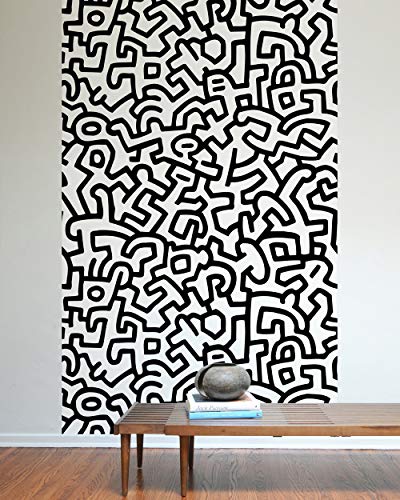 BLIK Keith Haring Wall Tiles Fabric Officially Licensed Keith Haring Artwork Moveable & Removable Peel and Stick Design Eco Friendly Fabric 2 24x48 Inch
