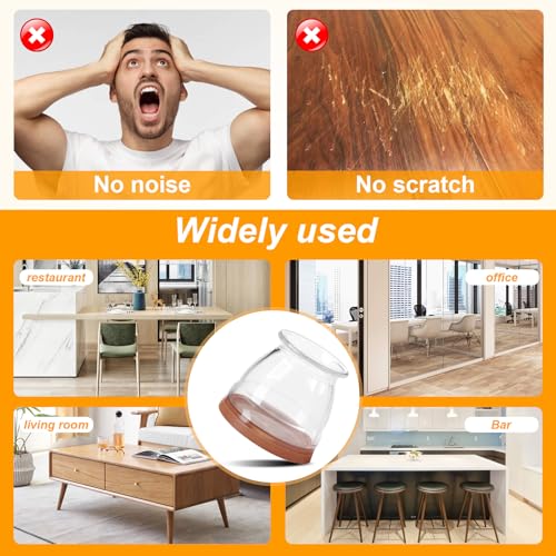 Image of CHUNZEXI 48 Pack Chair Leg Floor Protectors for Hardwood Floors, Silicone Felt Covers Pads Caps, Protect Wood Furniture Feet Floors Noise Reduce and Scratch (Universal Small)