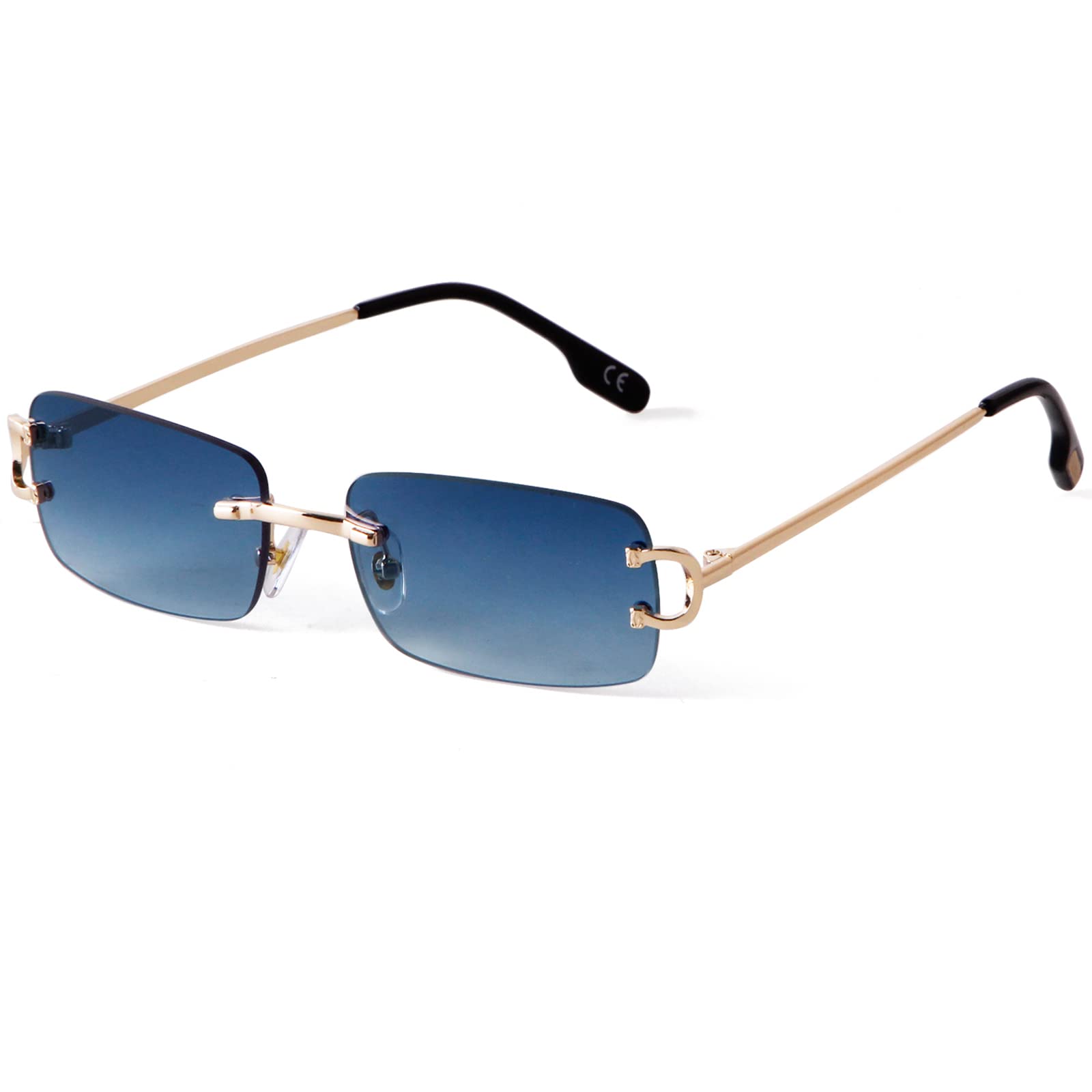 GIFIORE Vintage Rimless Sunglasses Rectangle Frameless Candy Color Glasses Women Men