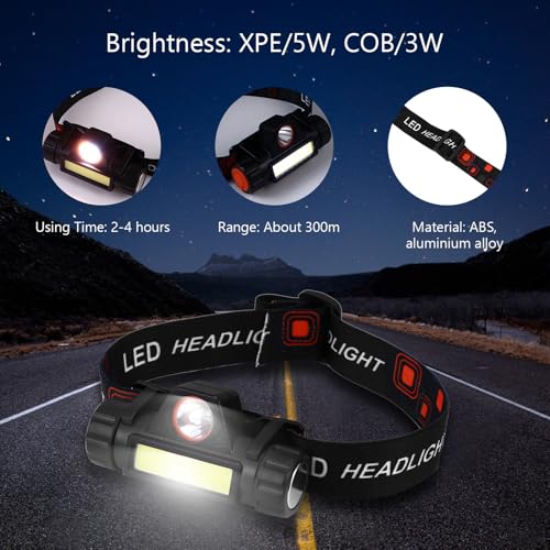 Linterna frontal LED recargable contra la oscuridad en senderismo y trabajo de exterior 2