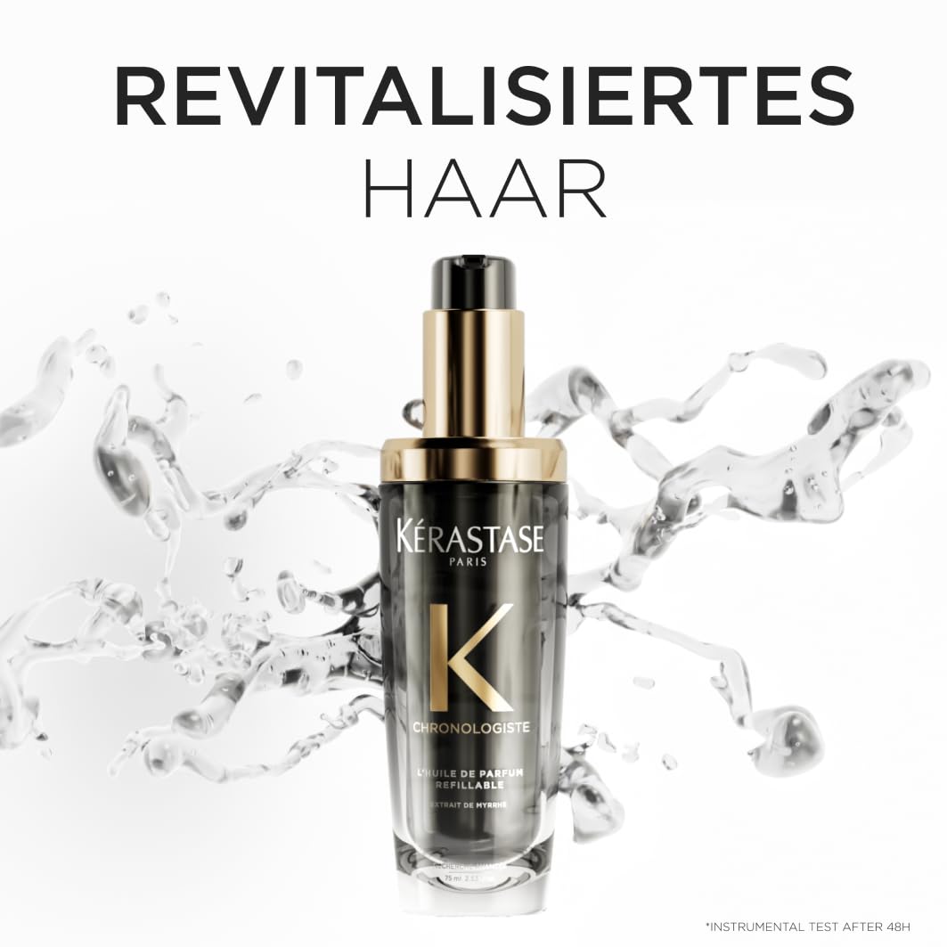 Kérastase Chronologiste L’Huile de Parfum, Antistatisches Duft-Öl für alle Haartypen, Nährende und stärkende Haarpflege mit Hitzeschutz und intensivem Duft, Nachfüllpackung, 75 ml