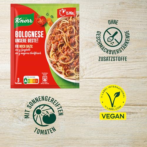Knorr Fix Würzmischung Bolognese Unsere Beste! für ein leckeres Nudelgericht ohne geschmacksverstärkende Zusatzstoffe 38 g 1 Stück – Bild 7