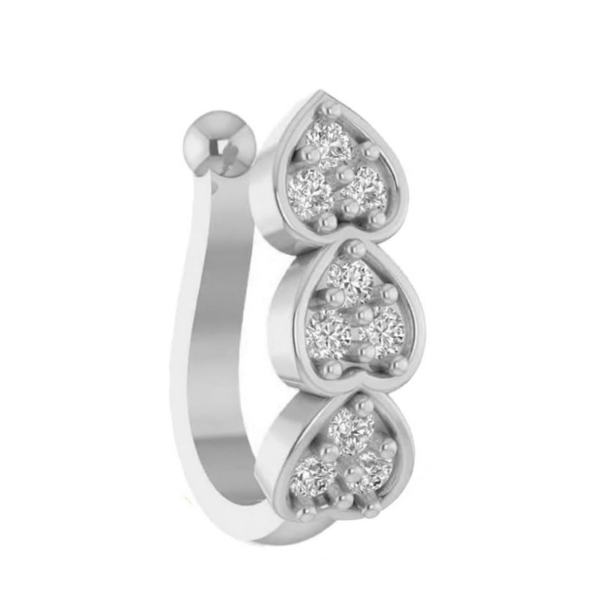 FASHIONS Stylish Non Piercing Silver Plated Clip On Nose Pin Pressing Type Nose Ring Stud for Women & Girls-image-7