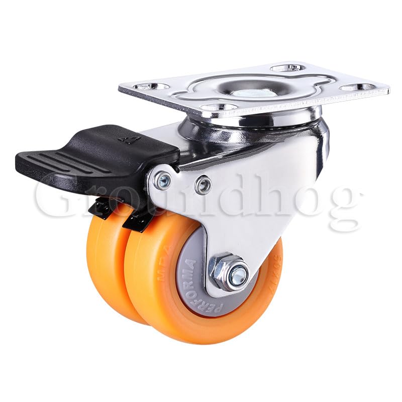 4 szt. Kółka obrotowe o dużej wytrzymałości z hamulcem - 1,5/2-calowe ciche, niebrudzące nylonowe koła(Brake-Universal 1.5 Inch)