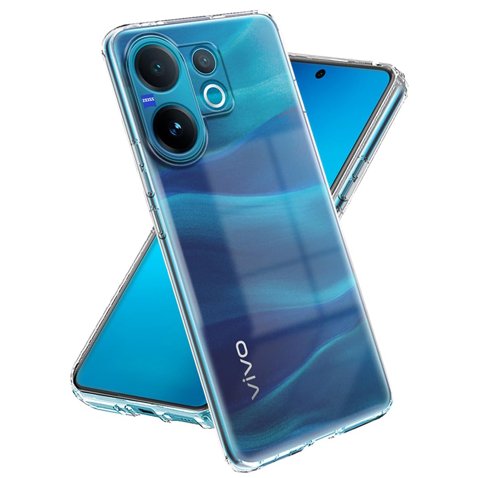 Image of Fashionury Crystal Clear Case for Vivo V60 5G / V60e 5G / Vivo T4 Pro 5G | Yellowing Resistance | Transparent TPU Silicone | Raised Camera Lips | Slim Transparent Cover