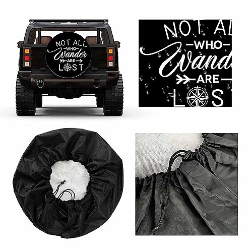 Image of Travel Voyage Spare Tire Cover Not All Who Wander Are Lost Weatherproof Universal Wheel Protectors Camper Tire Covers for Trailer Rv Travel(17 inch)