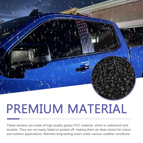 yorpyep 2 PCS Car B Pillar Stickers, Aged American Flag Patriotic Decal, Waterproof Scratch-Covering Trim Decoration, Universal Self-Adhesive Protective Film for Car Door Window Pillar (Black) - Thumbnail 4