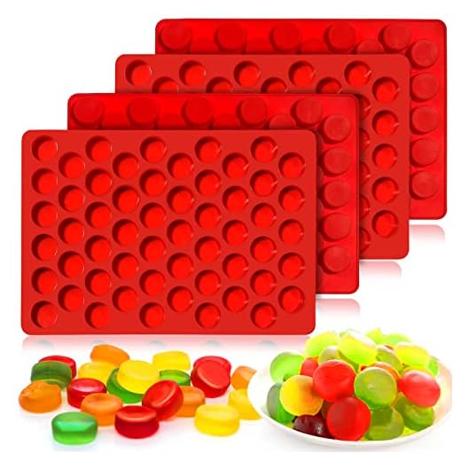 Vodolo Gummy Molds Silicone for Keto Snacks, 4 Pcs 55-Cavity Round Shape Mold for Apple Cider Vinegar Gummies Candy Making Supplies