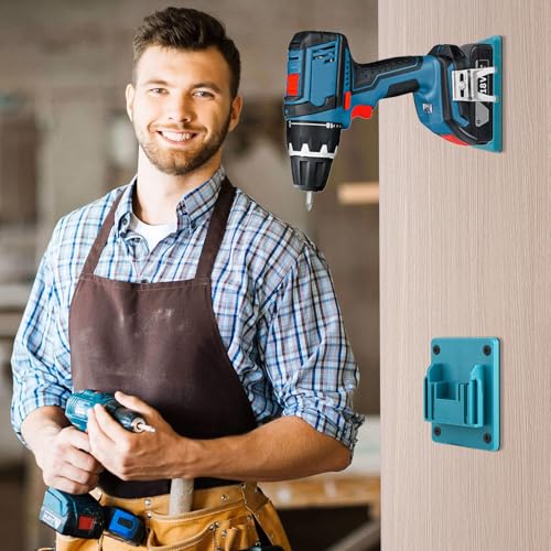 4 Stück Wandhalterung Werkzeughalter für Makita 18V Elektrowerkzeug, Elektrowerkzeug Bohrwerkzeuge Halterung mit 16 Schrauben, Blau-Grün Bohrerhalter Wandhalterung für Werkstatt und Garage (blau-grün)