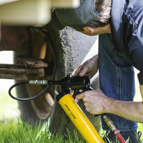Image of LockNLube 2-in-1 Pneumatic Grease Gun with Single Shot & Continuous Modes. Single-Shot and Continuous delivery Modes in one Grease Gun! Easily Switch delivery Mode with The Sliding Selection Lever.