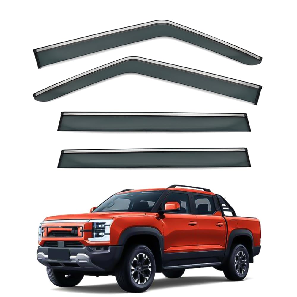 QOEMRHELT 4pc Set In-Channel Wind Deflectors, for BYD Shark 6 2025 2026 Window Visors Rain Guards Vent Visors Rain & Sun Protection,Car Accessories