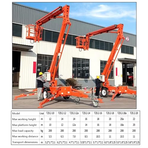 Image of Heavy-Duty Telescoping Ladder, Electric Telescopic Boom Lifting Platform Trailer-Mounted Articulated Aerial Workstation for Warehouse Climbing and Storage Organization