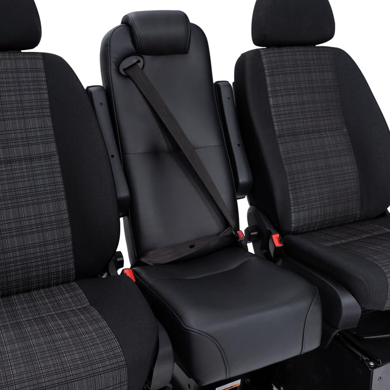 Sprinter Van (2007-2018, 2019+) Jump Seat with Quick-Release Base & Integrated 3-Point Seatbelt, 2.5 Density Foam, Padded Headrest