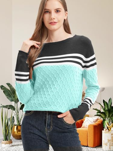 Womens Sweaters Fall 2025 Fashion Boho Trendy Lightweight Pullover Crew Long Sleeve Cute Tops for Women Winter Outfits Mint Green2