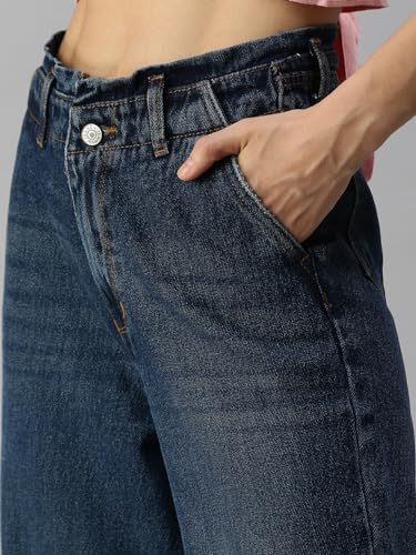 Image of SHOWOFFFF Women Wide Leg Jeans | Denim Jeans for Womens | Mid-Rise Regular Length Jeans for Women's