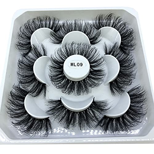 Hbzgtlad 5 Pairs 25 Mm 3D Mink Lashes Bulk Faux With Custom Box Wispy Natural Mink Lashes Pack Short Wholesales Natural False Eyelashes (Ml-09) #TOP13