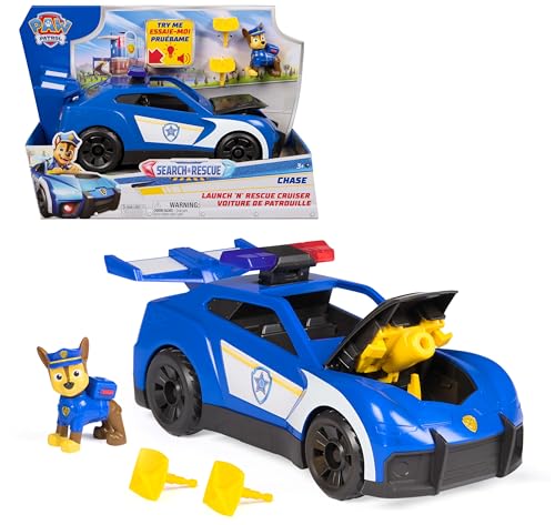 Paw Patrol Patrulla Canina - Coche De Policía De Chase Search & Rescue Luces, Sonidos Y Lanzadera Oculta | Juguetes Patrulla Canina | Juguetes Niños 3 Años O Más | Regalos Niños 3 Años O Más