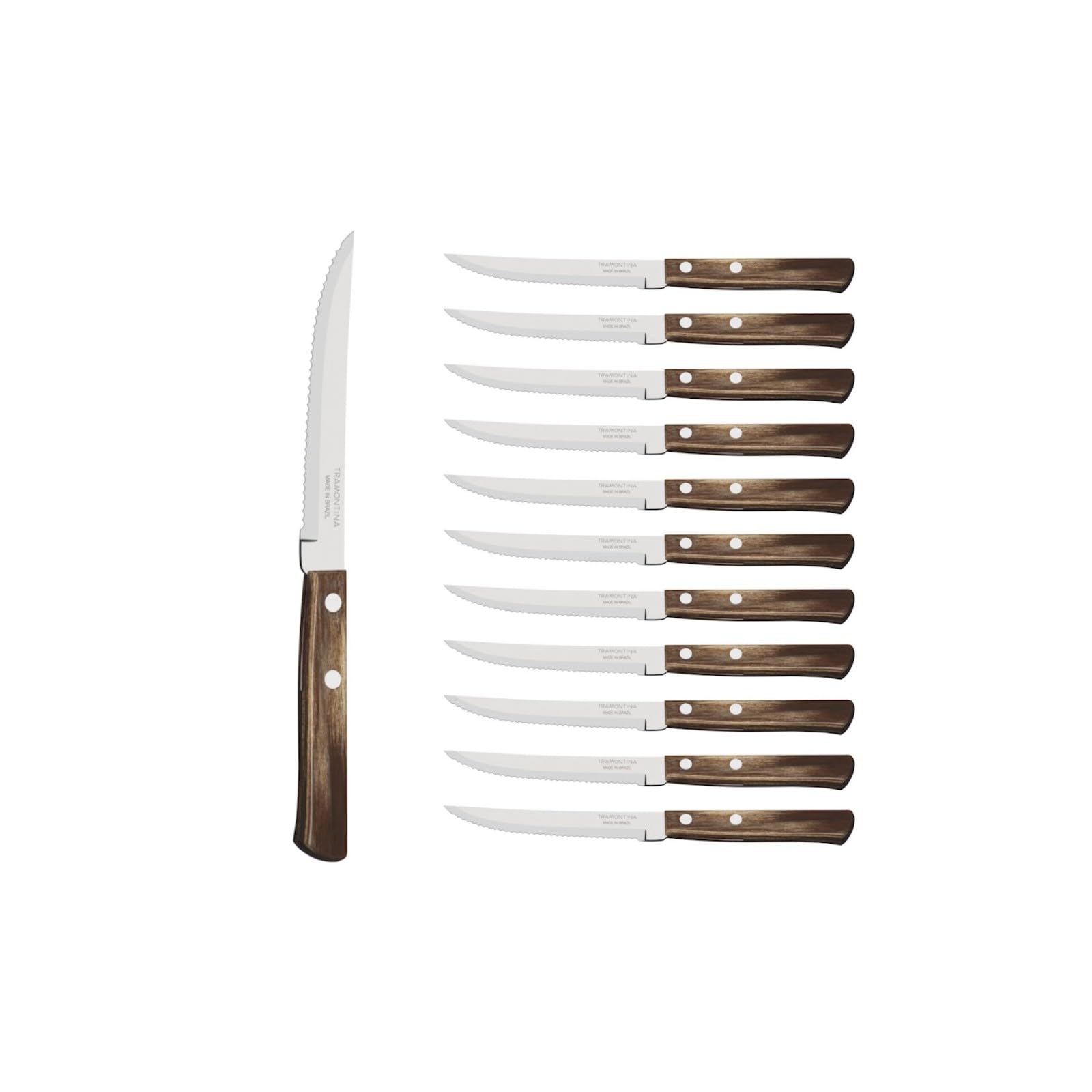Tramontina - Couteau à Steak marron 21cm. Inox et technobois. X 12